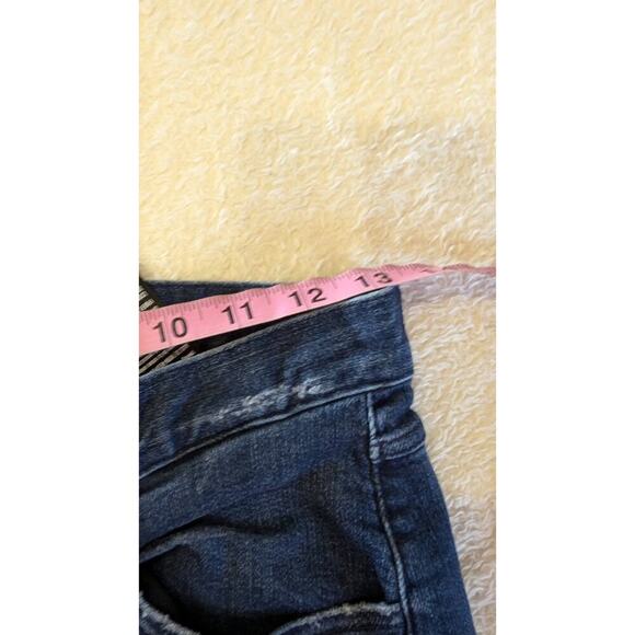 3x1 DENIM NYC Bootcut Whiskering Distress High Waist Dark Wash Jeans Size 27 - Picture 8 of 10